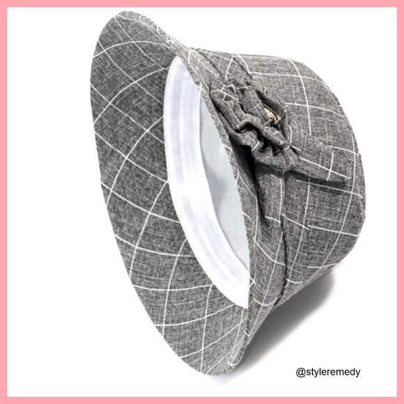 Foldable Cotton Linen Bucket Hat with Floral Bow main image 4